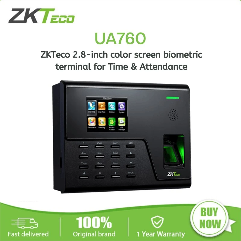 ZKTeco UA760 Fingerprint Time, 3000 User Capacity, 2.8" Color Display,  | ZK-UA760
